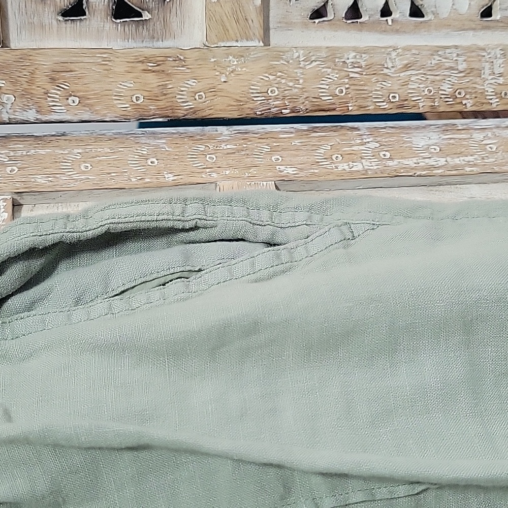 H by Halston Green 100% Linen Joggers L - Picture 6 of 10